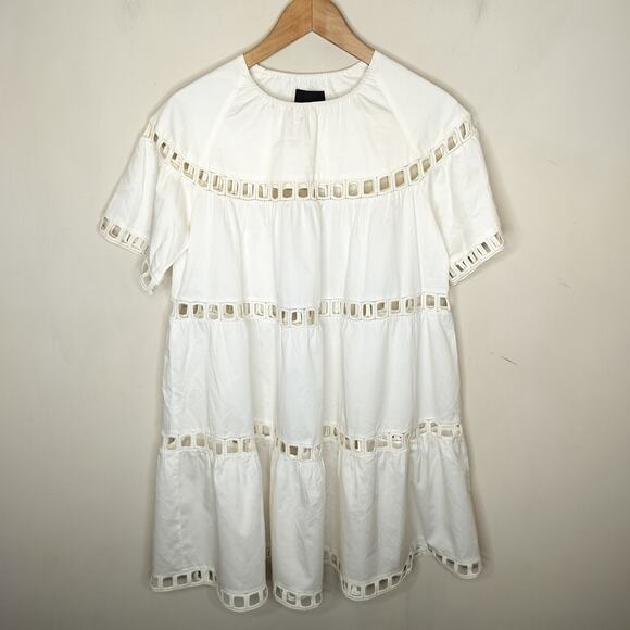 Cynthia Rowley White Dress Embroidered Openings A-Line - Picture 1 of 9